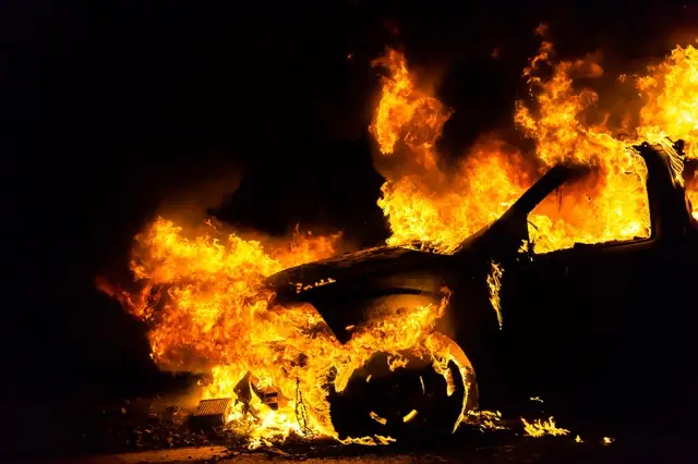 Stock photo of a car fire